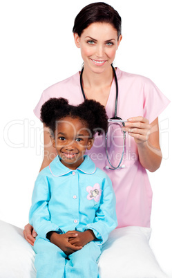 Afro-american little girl attending medical check-up