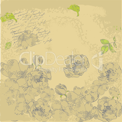 Retro stylized background with  flowers