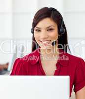 Self-assured Customer service representative using headset