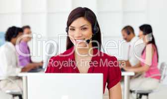 Young Businesswoman using headset