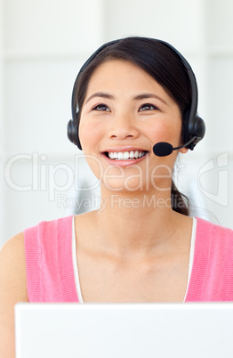 Beautiful Businesswoman talking on headset