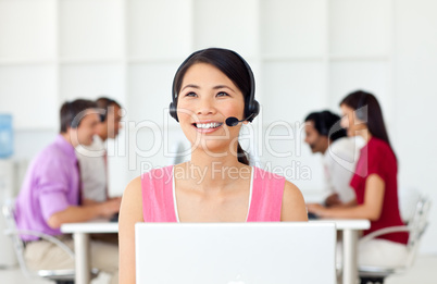 Confident Businesswoman with headset on