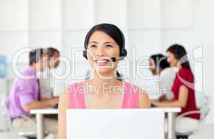 Confident Businesswoman with headset on