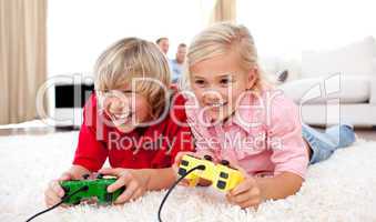 Adorable Children playing video games