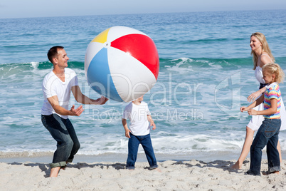 Lively family playing with a ball