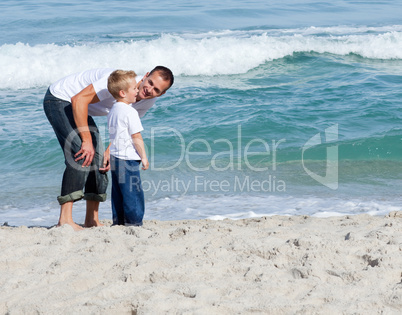 Attentive Father and his son having fun