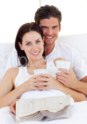 Romantic couple drinking coffee