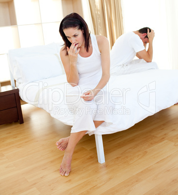 Worried couple finding out results of a pregnancy test