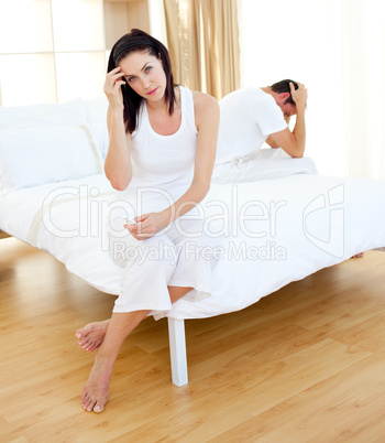 Disconsolate couple finding out results of a pregnancy test