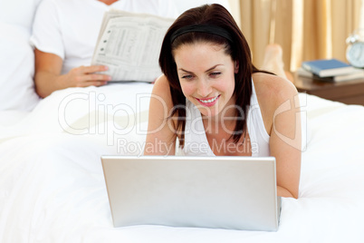 Attractive woman using laptop