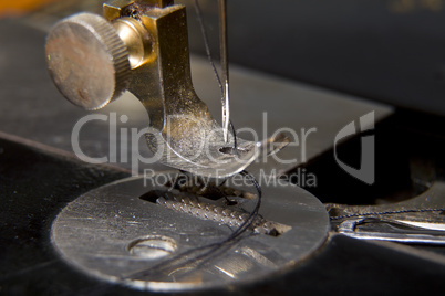 Stitching machine detail close-up