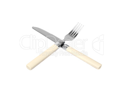 fork and knife isolated on a white