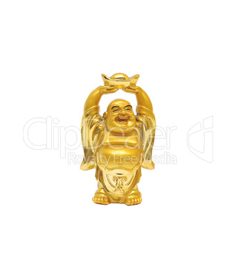golden statuette of laugh Buddha