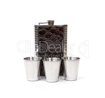 Photo of the metal flask isolated on a white