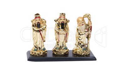 golden statuette of Buddha isolated on a white