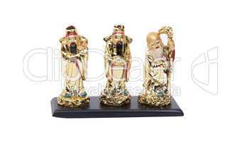 golden statuette of Buddha isolated on a white