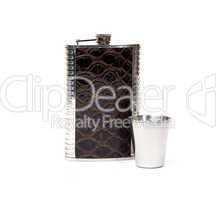 Photo of the metal flask isolated on a white