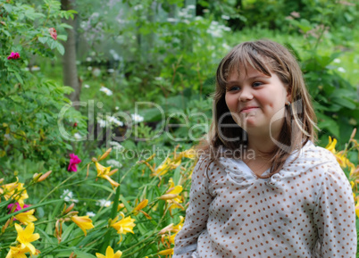 girl in summer garden