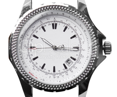 used silver watch isolated over white background