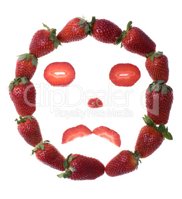 Fresh and tasty strawberry smile isolated on white