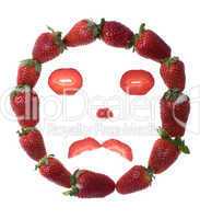 Fresh and tasty strawberry smile isolated on white