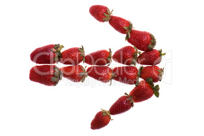 Fresh and tasty strawberry arrow isolated on a white
