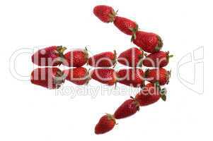 Fresh and tasty strawberry arrow isolated on a white