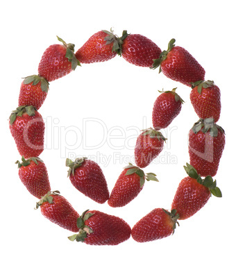 Fresh and tasty strawberry sign isolated on white