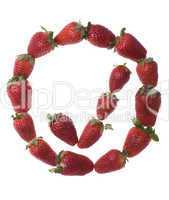 Fresh and tasty strawberry sign isolated on white