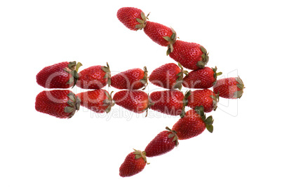 Fresh and tasty strawberry arrow isolated on a white