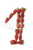 Fresh and tasty strawberry digit isolated on a white