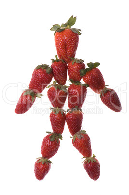 Fresh and tasty strawberry men isolated on white