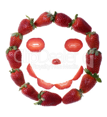 Fresh and tasty strawberry smile isolated on white