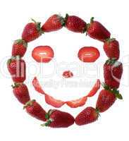 Fresh and tasty strawberry smile isolated on white