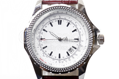 used silver watch isolated over white background