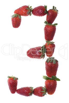 Fresh and tasty strawberry digit isolated on white