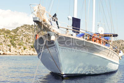 private Yacht Under Sail in Mediterranean