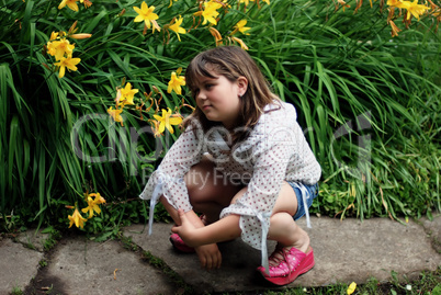 girl in summer garden