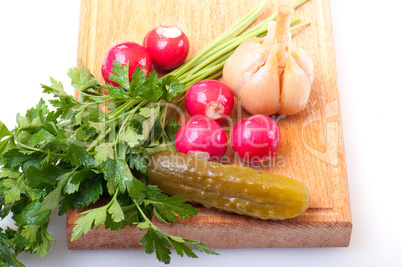 garlic, radish and parsley