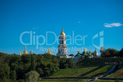 Golden dome of orthodox church in Kyiv, Ukraine
