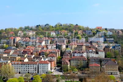 District on the hill in Stuttgart, Panoramic view