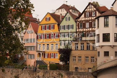 Tübingen embankment and medieval buildings