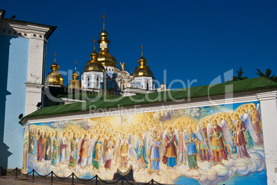Religious murals and orthodox church in Kyiv, capital of Ukraine