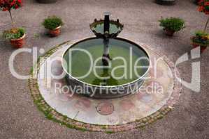 Tranquil fountain in Stuttgart zoo, Germany