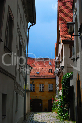 Small medieval inner yard in Bamberg, Bavaria, Germany