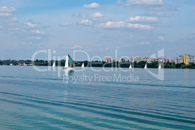 Small yachts on Dnieper river