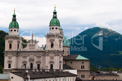 Salzburg cathedral and Alps, Austria