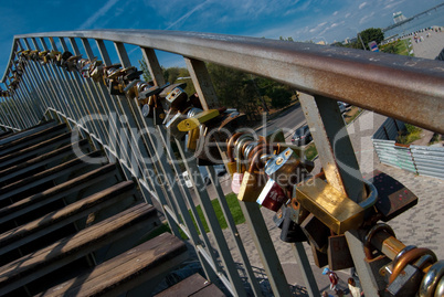 Stairway with a lot of different locks, Dnepropetrovsk, Ukraine