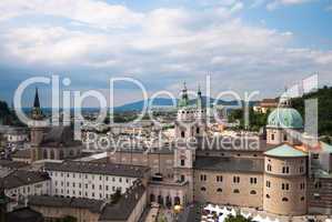 Salzburg panoramic cityscape and Alps, Austria