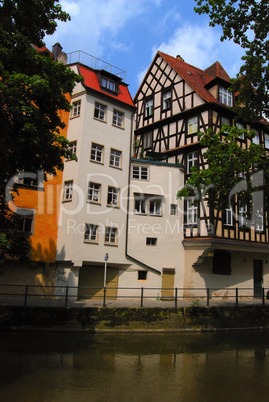 Street of Bamberg and Regnitz canal